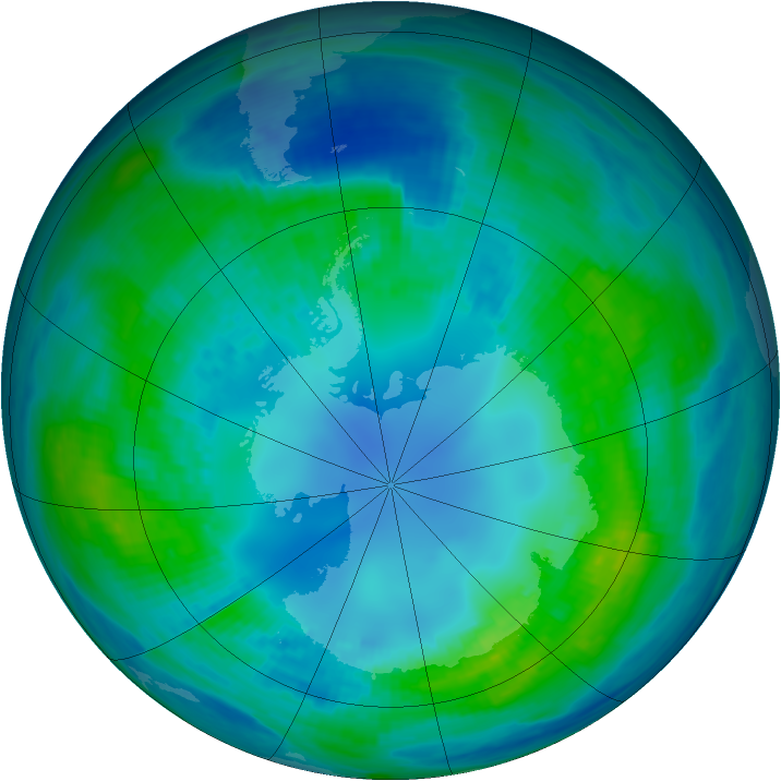 Antarctic ozone map for 27 April 1987